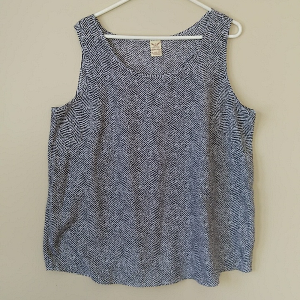 Faded Glory Polyester Tank Top 2X Black White 18W-20W